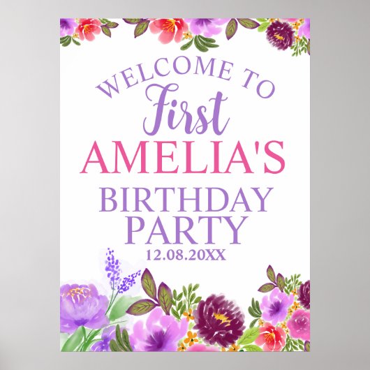 Poster First Birthday Welcome Foam Boards (Devant)