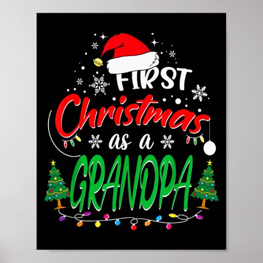 Poster First Christmas As A Grandpa New Grandfather 1st C (Devant)