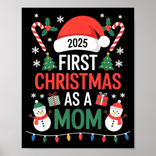 Poster First Christmas As A Mom 2025 Family Matching Holi (Devant)