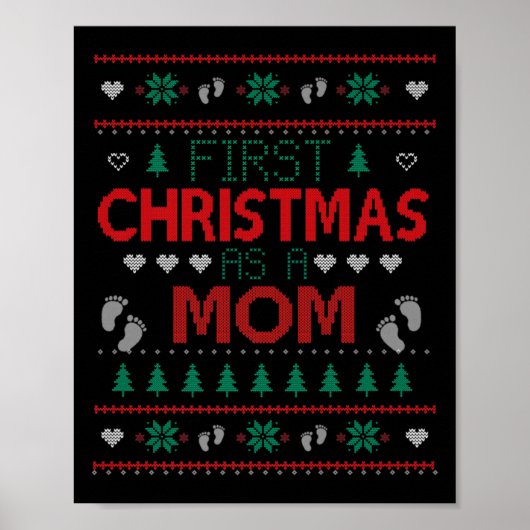 Poster First Christmas As A Mom Funny Matching Xmas New M (Devant)