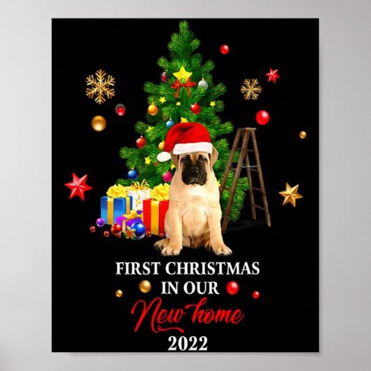 Poster First Christmas In Our New Home Xmas Gift For Pug (Devant)