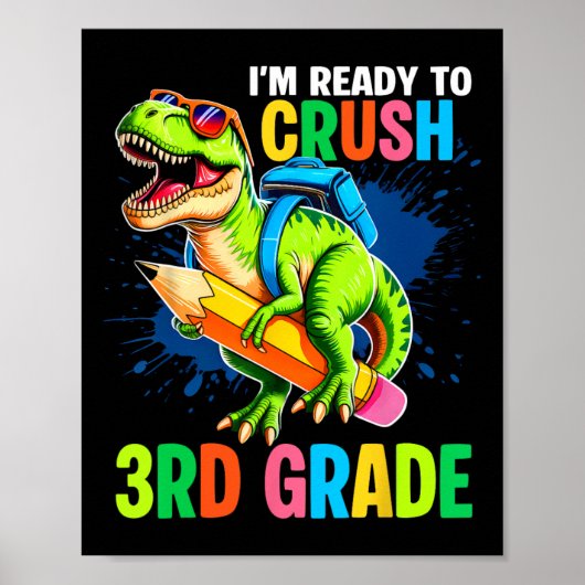 Poster First Day Of 3rd Grade Shirt Boys Dinosaur Ck To S (Devant)