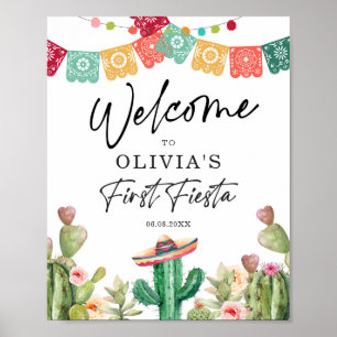 Poster First Fiesta Welcome Sign 1st Birthday Mexican