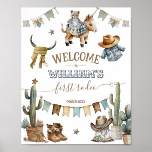 Poster First rodeo Wild West Welcome Boy 1st Birthday