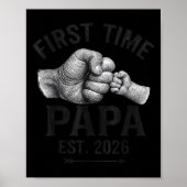 Poster First Time Papa Est 2026 Fist Bump New Dad Father' (Devant)