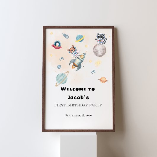 Poster First Trip Around the Sun birthday welcome sign