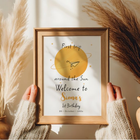 Poster First Trip Around The Sun Paper Airplane Birthday