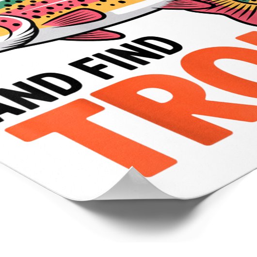 Poster Fish Around And Find Trout Funny Cute Fishing Fish (Coin)