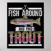 Poster Fish Around And Find Trout Funny Quote For Fisherm (Devant)