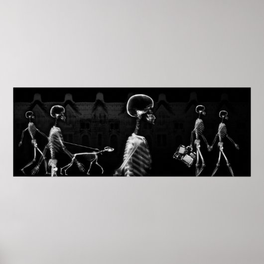 Poster Fish Tank BKRD X-Ray Skeletons Midnight Stroll B&W (Devant)