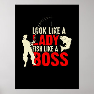 Poster Fisher Cadeau Une Lady Poisson Comme Un Patron