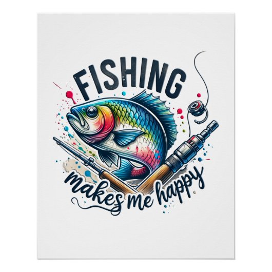 Poster Fisher Gift Fishing Me Rend Heureux (Devant)