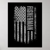 Poster Fisherman USA Flag Distressed design (Devant)