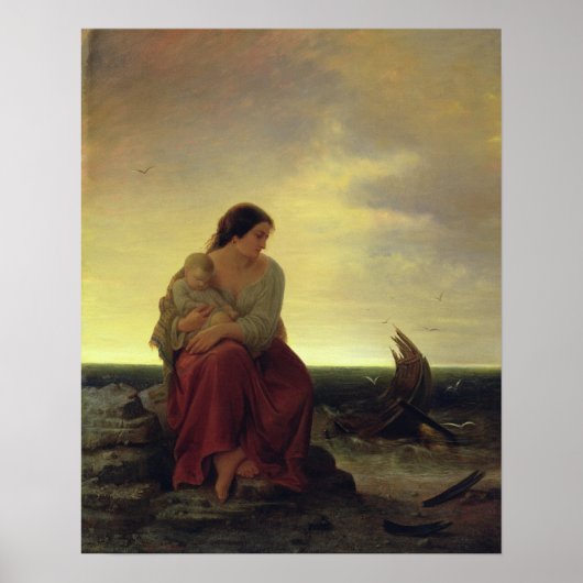 Poster Fisherman's Wife Mourning on the Beach (Devant)