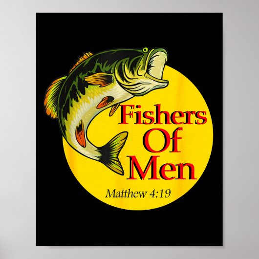 Poster Fishers Of Men Christian Matthew 4-19 Bible Fishin (Devant)