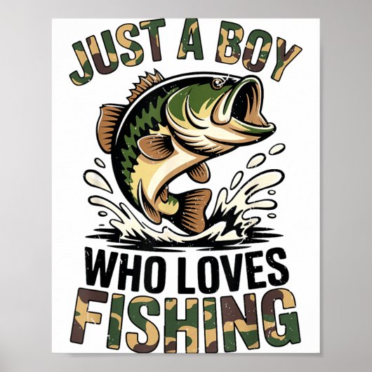 Poster Fishing Camo B Fish Youth Just A Boy Who Loves Fis (Devant)