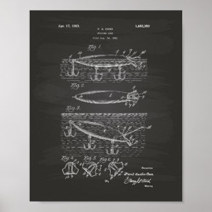 Poster Fishing Lure 1923 Patent Art Chalkboard