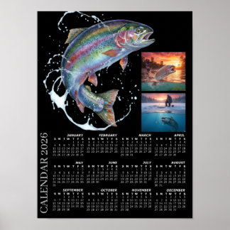Poster Fishing Photo Calendar 2026, Fly Fishing, Trout