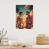 Poster Fit boys sur la plage (Cuisine)