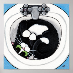 Poster Fit serré (v2) en bleu   Art du chat