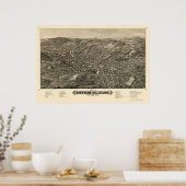 Poster Fitchburg, MA Carte panoramique - 1882 (Cuisine)