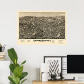 Poster Fitchburg, MA Carte panoramique - 1882 (Bureau à domicile)