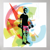Poster Fitness Abstrait Art of Man Lifting Dumbbells (Devant)