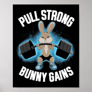 Poster Fitness Bunny Bodybuilder Tirer de solides gains B