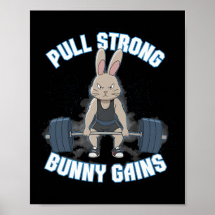 Poster Fitness Bunny Bodybuilder Tirer de solides gains B