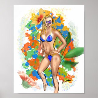 Poster Fitness Girl Art - Physique bikini Girl Power