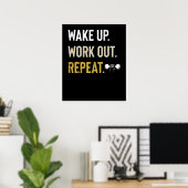 Poster Fitness Gym Motivation Se réveiller Travail Répéte (Bureau à domicile)