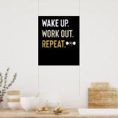 Poster Fitness Gym Motivation Se réveiller Travail Répéte (Cuisine)