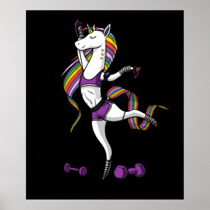 Poster Fitness Unicorn Gym entraînement Exercice entraîne