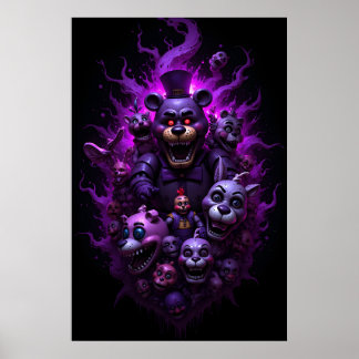 Poster Five Nights at Freddys Animatronics with Purple 