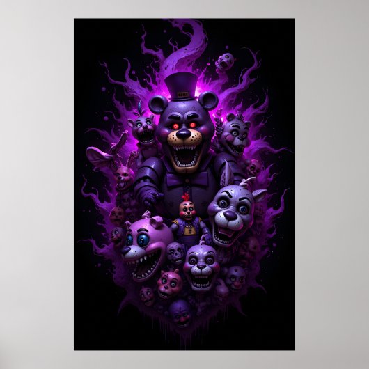 Poster Five Nights at Freddys Animatronics with Purple (Devant)