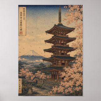 Poster Five-Storied Pagoda in Spring