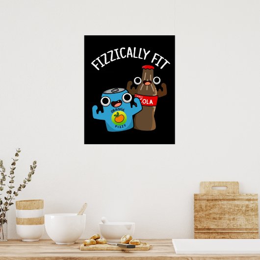 Poster Fizzic Fit Funny Fizzy Cola Pun Dark BG (Cuisine)