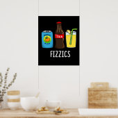 Poster Fizzics Funny Fizzy Cola Boissons Pun Dark BG (Cuisine)