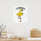 Poster Fla-mangue Funny Flamant rose Pun (Cuisine)