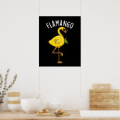 Poster Fla-mangue Funny Flamant rose Pun Dark BG (Cuisine)