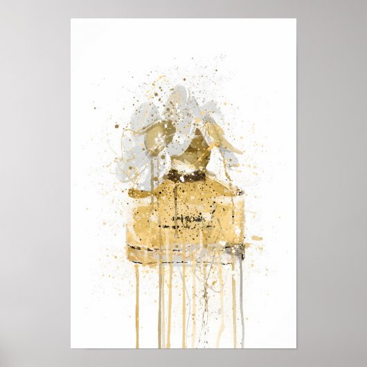 Poster Flacon de parfum 'Jaune' pour Noël (Devant)