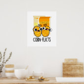 Poster Flacons de maïs amusant Flakes Pun (Cuisine)