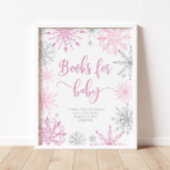 Poster Flacons de neige rose argent Livres pour bébé