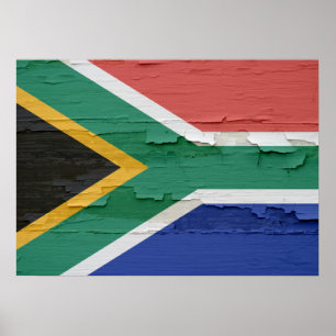 Poster Flag of South Africa Weathered