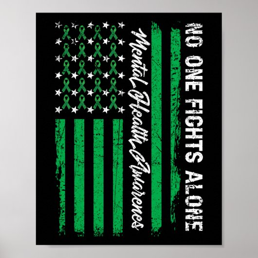 Poster Flag USA - Vert de sensibilisation à la santé ment (Devant)