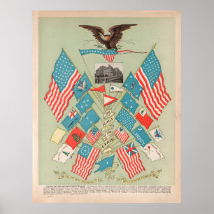 Poster Flags of American History (1901) Historic USA