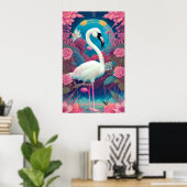Poster flamant blanc majestueux (Bureau à domicile)