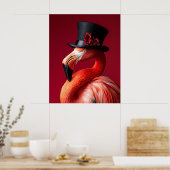 Poster Flamant dans un chapeau haut de forme (Cuisine)