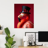 Poster Flamant dans un chapeau haut de forme (Bureau à domicile)