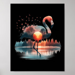 Poster Flamant de forêt rétro extérieur nature femmes hom